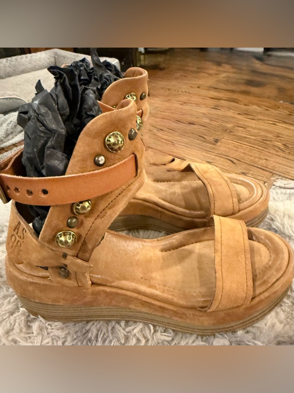 A.S.98 Camel Wedge Sandals. Size 37. SUPER RARE. BRAND NEW